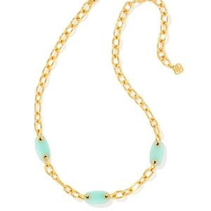 KENDRA SCOTT ASHLYN GOLD CHAIN NECKLACE IN TEAL AMAZONITE, worn once